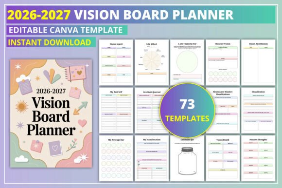Download Editable 2026-2027 Vision Board Planner - 2027 Collection