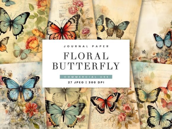 Download Floral Butterfly Junk Journal Paper - Butterfly junk journal Collection