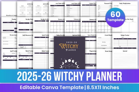 Download 2025-26 Witchy Planner Canva Template - Premium Resources