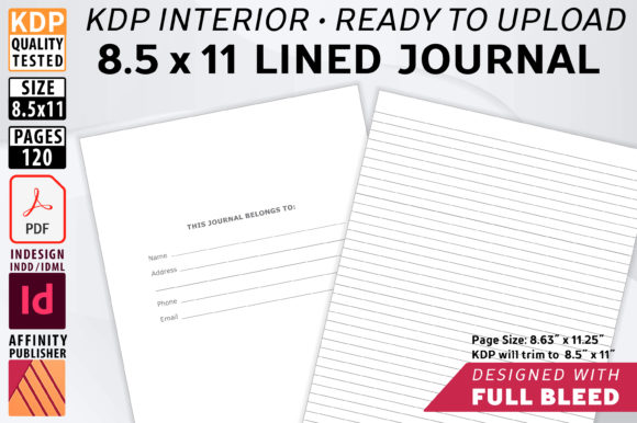 Download 8.5 X 11 Lined Journal with Bleed - Premium Resources