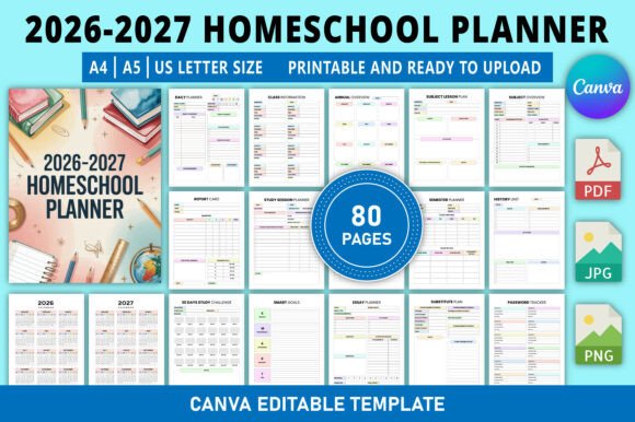 Download Editable 2026-2027 Homeschool Planner - 2027 Collection