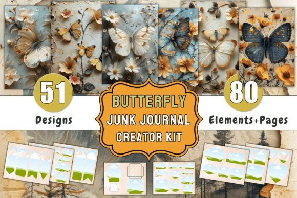 Download Butterfly Junk Journal Canva Template - Butterfly junk journal Collection