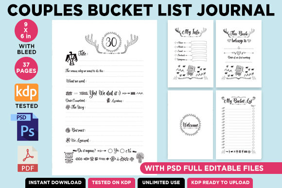 Download KDP Couples Bucket List Journal Interior - Bucket list journal Collection