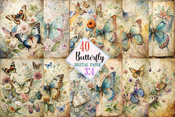 Download Butterfly Junk Journal Kit Pages - Butterfly junk journal Collection