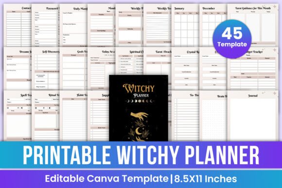 Download Printable Witchy Planner Canva Template - Premium Resources